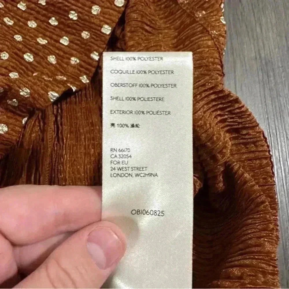 Anthropologie Metallic Brown & Silver Polka Dot Print Sleeveless Top - Picture 8 of 9